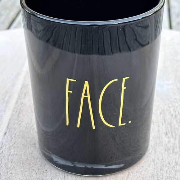 RAE DUNN New FACE Cosmetic Storage Cup Black Glass Brush Holder Accessories - Picture 8 of 8